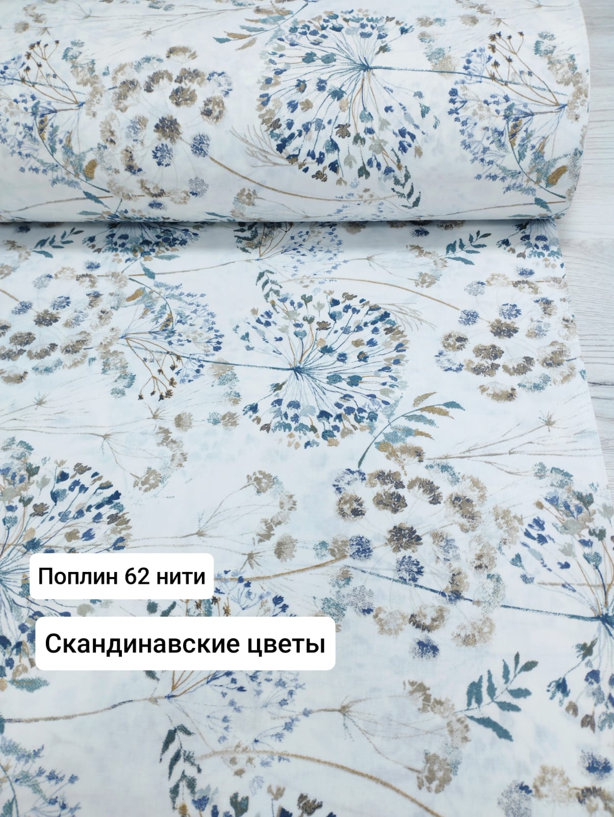 № 19 - 62 Тл Поплин Скандинавские цветы